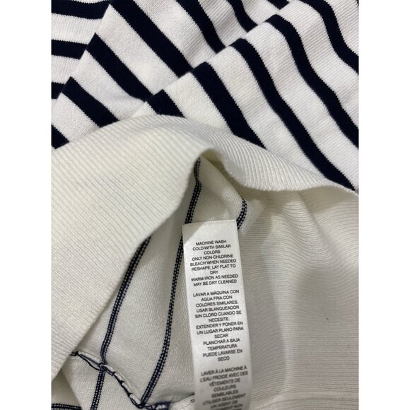 White House Black Market V Neck Striped Navy And White Nautical Sweater Blouse M - Picture 9 of 11